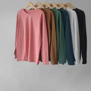 모어 베이직 코튼 라운드넥 슬라브 기본핏 무지 여성 긴팔 쭉티 면티셔츠