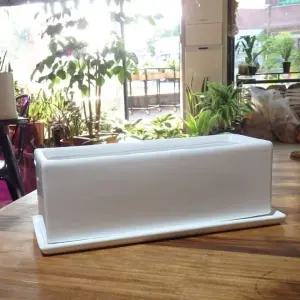 모던 유광 도기화분 화이트 옆이 넓은 직사각 30x10x10cm감성 선물 선물용 원형 심플 예쁜