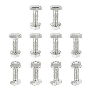 PATIKIL M8X30MM T-슬롯 볼트, 드롭인 볼트 스터드 해머 실버 육각형 슬라이딩 40 헤드 알루미늄 프로파일용, 압출 T-볼트 시리즈 너트 나사, 10세트, 플랜지