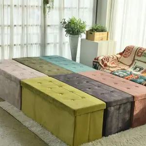 벨벳 사각 의자 수납형 패브릭 벤치 벨벳 스툴 의자 침실 긴의자 접이식 거실 박스