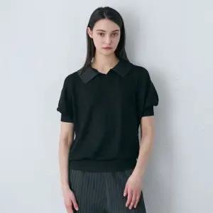 [최초가 170000원] 카라 크리즈 플리츠 시보리 반팔 블라우스 블랙_YK04WNPBL11