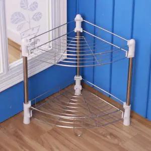 [하프클럽/셀러허브]스테인리스 조립형 2단 코너 선반 인테리어 수납 욕실 코너랙 삼각 모서리