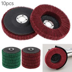 스테인레스 스틸 나일론 섬유 연마 패드 10개 x 브러시 휠 회전 도구