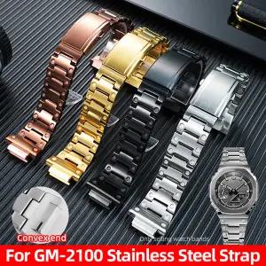 호환  GM2100 스테인레스 스틸 시계 밴드 교체용 카시오 G-SHOCK 팜 오크 5611 GM-2100 메탈 스트랩 남성용