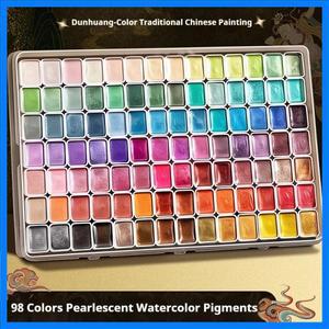 20/36/98 컬러 진주 빛 수채화 물감-강렬한 스파클 광선 견뢰도 금속 수채화 물감 세트 반짝이 고체 안료