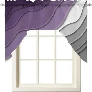 창문 및 층 커튼 세트용 밸런스 보라색 회색 그라데이션이 있는 토카홈 주방 거실용 라이트 필터링 카페용