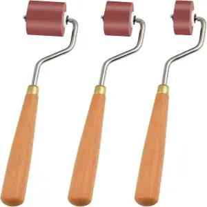 밀크리 고무 롤러 브레이어 인쇄용 편안한 그립감을 갖춘 3개의 잉크 공예용 스탬핑 도구