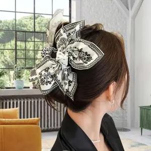 올림 리본 핀 집게 머리 듀얼 헤어집게 여성 페이즐리 TDU5+9OjJ