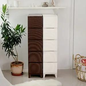 [보노하우스]가든 라탄 서랍장 슬림형 5단 플라스틱 수납장 1+1