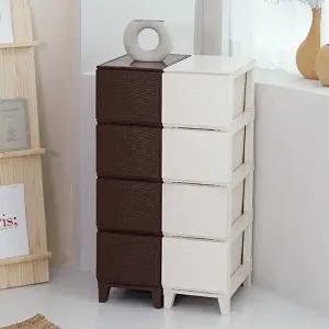 [보노하우스]가든 라탄 서랍장 슬림형 4단 플라스틱 수납장 1+1