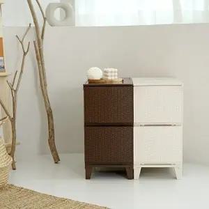 [보노하우스]가든 라탄 서랍장 슬림형 2단 플라스틱 수납장 1+1