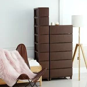 [보노하우스]가든 라탄 서랍장 슬림형 8단 플라스틱 수납장 1+1