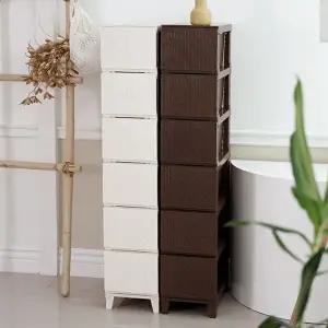 [보노하우스]가든 라탄 서랍장 슬림형 6단 플라스틱 수납장 1+1