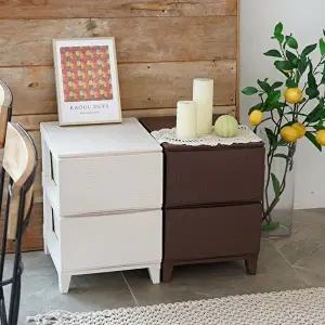 [보노하우스]가든 라탄 서랍장 일반형 2단 플라스틱 수납장 1+1