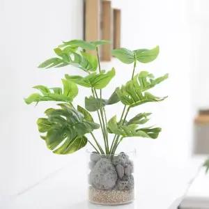 몬스테라 조화 화병 화분 set 33x30cm DIY) 인테리어 식물 테이블 탁상용 장식 소품 꾸미기