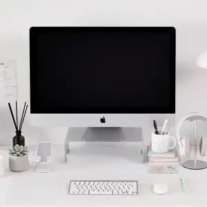 [일렉싱크]알루미늄 높은 아이맥 모니터 받침대 370mm 메탈릭실버