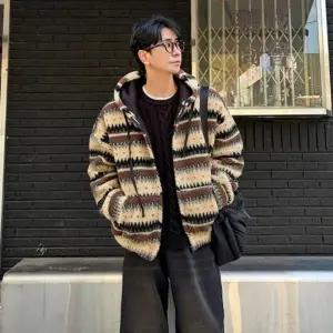 남자 양털 후드 집업 기모 뽀글이 노르딕 점퍼