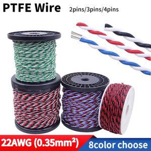 PTFE 구리 와이어 22AWG 사각형 0.35mm DIY FEP 고온 방지 연선 2핀 전자 신호 케이블
