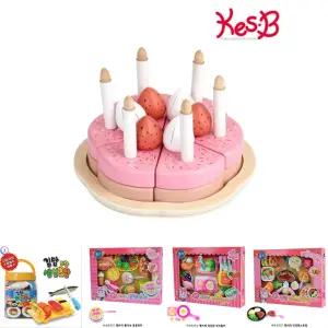 (캐스B)플레이 빅토리아딸기케이크(2134)/역할/놀이/마트/카트/음식/모형/원목/주방/음식만들기/미니