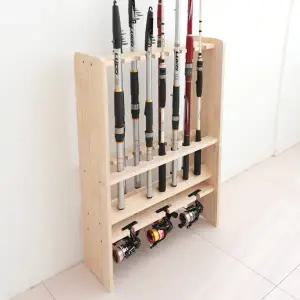 [롯데백화점]미아트 아름데코 데드 원목 낚시거치대 로드14구+릴5구