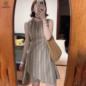 크레스티 여성 러블리하고 심플한 시원한 민소매 미니원피스 프렌치한 클래식 체크 무드의 원피스