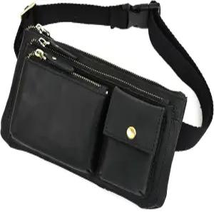 Handadsume 방수 캔버스 + 가죽 하이킹 라이딩 여행 패니 허리 팩 남성 여성용 소형 휴대폰 파우치