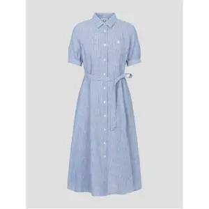 리넨 스트라이프 5부 소매 원피스 블루 BF6371C23P1216584