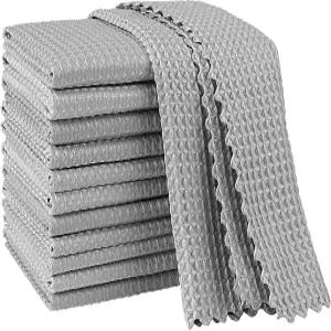 유리용 마이크로파이버 클리닝 천 12PK 회색 보푸라기 없는 연마 청소용 헝겊 스테인리스 물티슈 바리스타