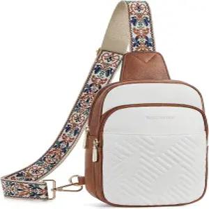 여성용 탄텐 슬링백 퀼팅 크로스바디백 가죽 패니 팩 조절 가능한 기타 스트랩 포함