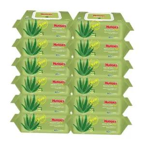 하기스물티슈 하기스 내추럴케어 아기물티슈 캡형 64매 6개입x2팩