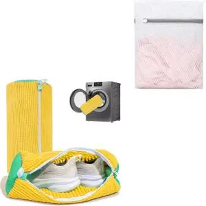신발 세탁 가방 2개와 메쉬 세트 - 세탁기용 스니커즈 브래지어 속옷 스웨터 및 액티브웨어용 지퍼가 달린