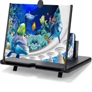 12인치 휴대폰 화면 확대기 휴대폰용 3D HD 영화용 폴더블 풀스크린 앰프 프로젝터 스탠드 모든 휴대폰과