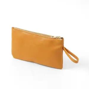[셀러에이드]레더 스트랩 파우치 카멜 휴대 화장품파우치 메이크업파우치