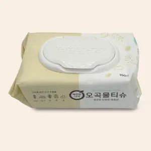 깨끗 산뜻 촉촉 오곡 물티슈 캡형 100매 10팩