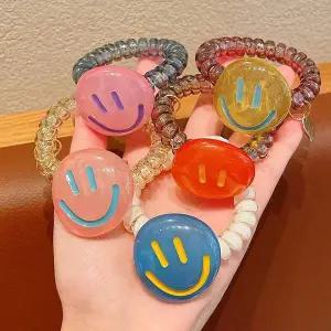 [셀러에이드]스마일스프링머리끈 전화선 안아픈 로우번 스프링 머리끈 머리