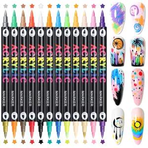 겔락틱 24색 네일 아트 펜 세트 3D 폴리쉬 퀵 드라이 아크릴 페인트 마커 DIY 디자인용 도팅 라이너 브러시