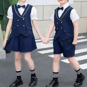 네이비 4버튼 조끼 교복세트 유치원 어린이집 합창단.
