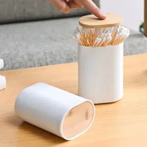 우드 원터치 면봉 케이스 인공눈물 통 보관 디스펜서 이쑤시개 보관함 요지 휴대용 여행용 원목 정리함