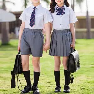 화이트 사선라인 반팔 교복세트 교복 유치원복 합창.