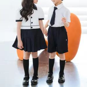 화이트네이비 반팔 하복세트 교복 유치원복 합창단.