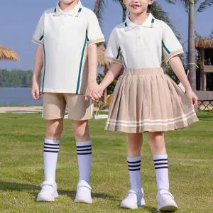 청록라인 베이지 반팔 하복세트 교복 유치원 합창단.
