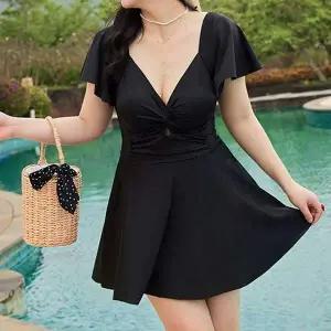 [셀러에이드]하이웨스트 셔링 원피스수영복 부유방 커버 a라인스커트 캡내장