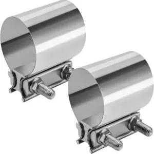 머플러 파이프 촉매 변환기용 VehiMata 2.0 배기 클램프 2PCS 2 스테인리스 스틸 버트 조인트 밴드 슬리브