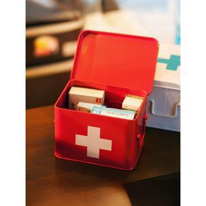 빈티지 약통 케이스 트럼펫 스테인리스 구급 화이트 틴케이스 흰 상자 철제 점 끈 스몰