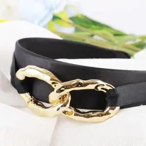 [콩심팥심]시후주얼리 볼드 골드 리본 블랙 핸드메이드 헤어밴드 여성용