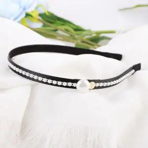 [콩심팥심]시후주얼리 진주 라인 블랙 핸드메이드 헤어밴드 여성용