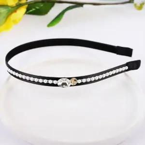 [콩심팥심]시후주얼리 진주 크리스탈 라인 블랙 핸드메이드 헤어밴드 여성용