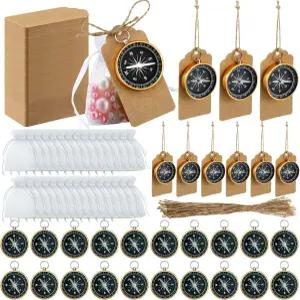 위우데이 300개 컴퍼스 웨딩 하객을 위한 대량 구매 선호 미니 기념품 선물 크래프트 태그와 화이트