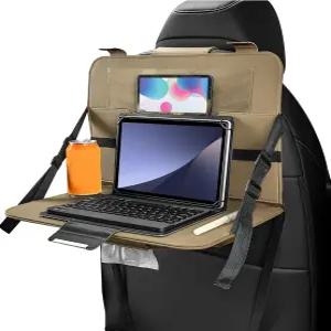 스불히아 자동차 스티어링 휠 트레이 투명 홀더 및 티슈 박스가 있는 접이식 노트북 책상 음식 차량 내