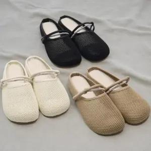 [신상오픈런]여성 캐주얼 니트 부드러운 메리제인 스트랩 뮬 샌들 (39187578)